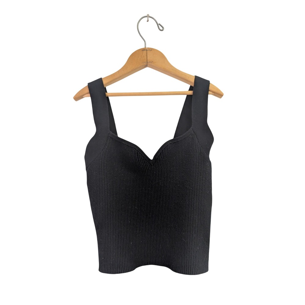 Abercrombie & Fitch Ribbed Knit Tank Top Sleeveless Shirt Cropped Black M